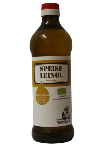 Speise-Leinöl 500 ml, kaltgepresst aus kontrolliert biol. Anbau in der Flasche, DE-ÖKO-006
