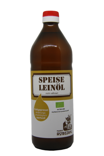Speise-Leinöl 750 ml, kaltgepresst aus kontrolliert biol. Anbau in der Flasche, DE-ÖKO-006