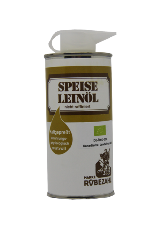 Speise-Leinöl 250 ml, kaltgepresst aus kontrolliert biol. Anbau in der Dose, DE-ÖKO-006